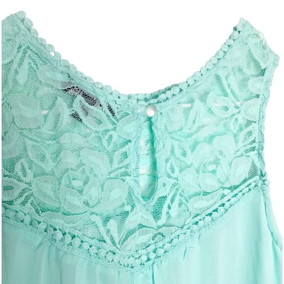 As U Wish Mint Green A Line Dress Sheer Lace Panel Lined XS - Picture 6 of 8